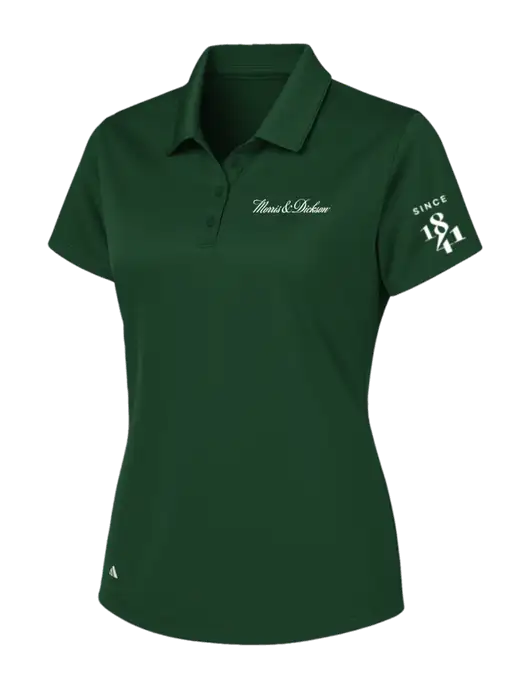 Adidas Dark Green Womens Basic Sport Polo w/Morris & Dickson Logo, Since 1841 Logo