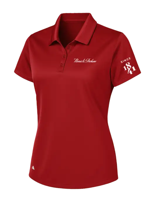 Adidas Red Womens Basic Sport Polo w/Morris & Dickson Logo, Since 1841 Logo