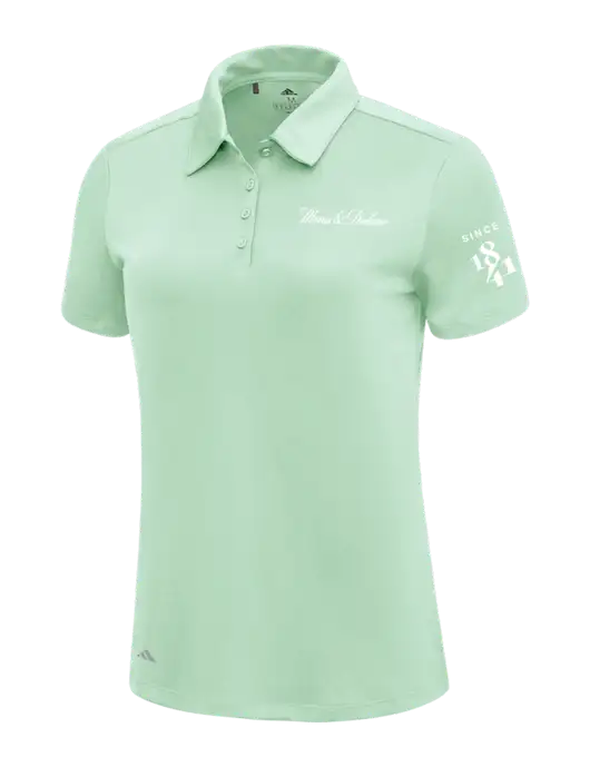 Adidas Very Light Green Womens Ultimate Solid Polo w/Morris & Dickson Logo, Since 1841 Logo
