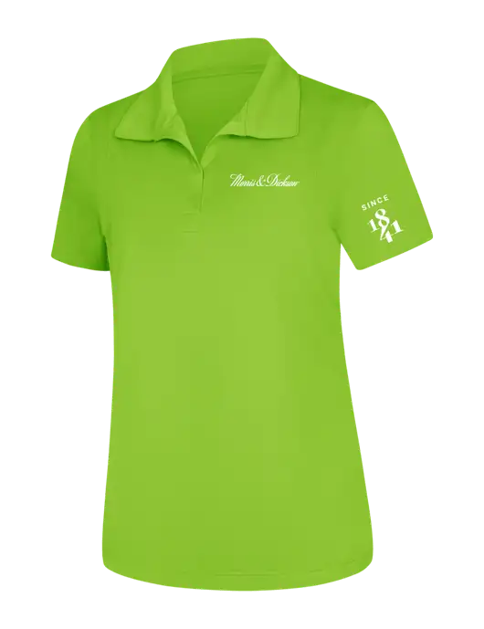 Womens Lime Green Micropique Sport-Wick Polo w/Morris & Dickson Logo, Since 1841 Logo