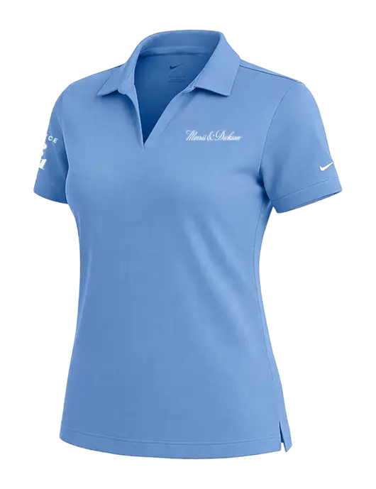 NIKE Carolina Blue Womens Dri-Fit Micro Pique Polo w/Morris & Dickson Logo, Since 1841 Logo