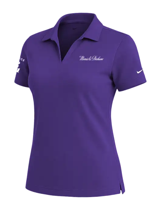 NIKE Purple Womens Dri-Fit Micro Pique Polo w/Morris & Dickson Logo, Since 1841 Logo
