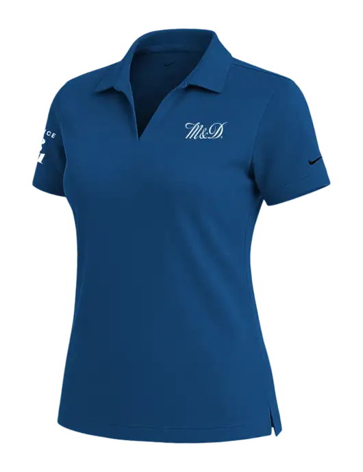 NIKE Dark Royal Womens Dri-Fit Micro Pique Polo w/M&D Logo, Since 1841 Logo