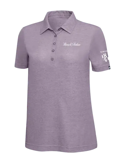 TravisMathew Light Purple Heather Womens Oceanside Polo w/Morris & Dickson Logo, Since 1841 Logo