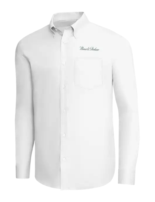 Brooks Brothers White Wrinkle-Free Stretch Pinpoint Shirt w/Morris & Dickson Logo