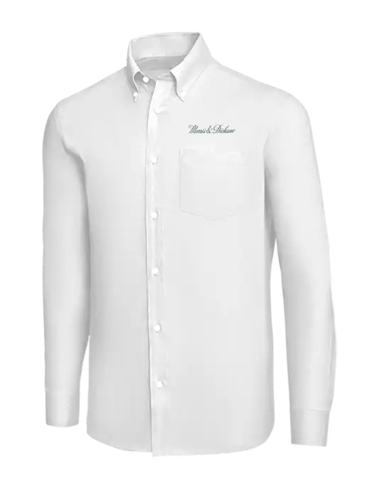 Brooks Brothers White Wrinkle-Free Stretch Nailhead Shirt w/Morris & Dickson Logo