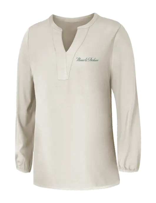 Mercer+Mettle Womens Ivory Stretch Crepe 3/4 Sleeve Blouse w/Morris & Dickson Logo