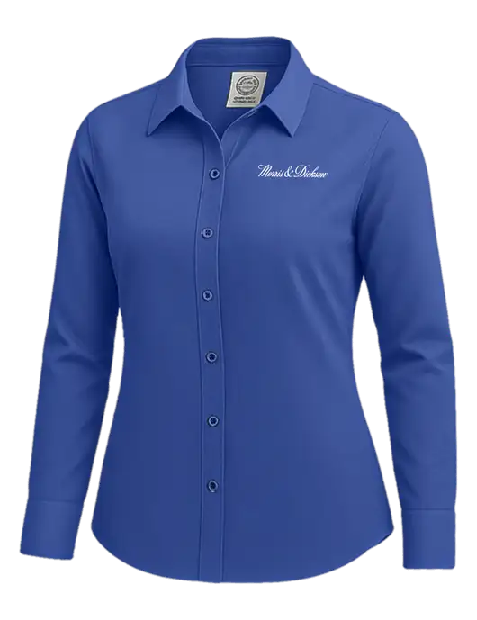 Brooks Brothers Womens Royal Blue Wrinkle-Free Stretch Nailhead Shirt w/Morris & Dickson Logo