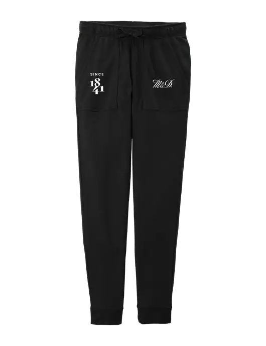 Womens Posicharge Tri-blend Wicking Black Triad Solid Fleece Jogger w/M&D Logo, Since 1841 Logo