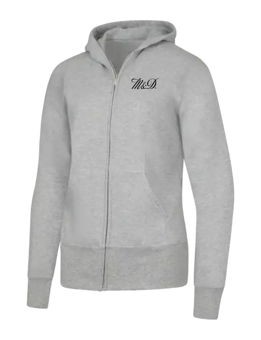 Grey Heather Womens Core Fleece Full-Zip Hooded Sweatshirt w/M&D Logo