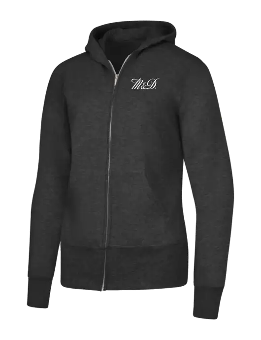 Dark Heather Grey Womens Core Fleece Full-Zip Hooded Sweatshirt w/M&D Logo