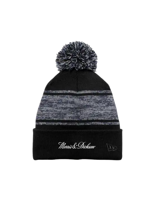 New Era Black/Navy Knit Chilled Pom Beanie w/Morris & Dickson Logo