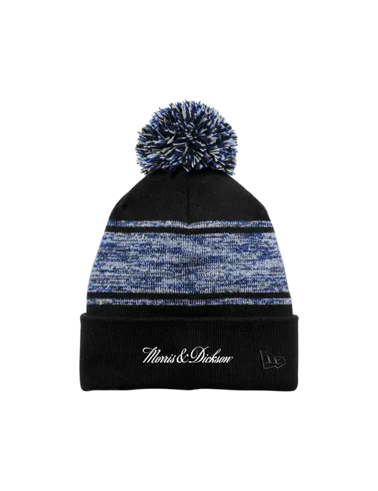 New Era Black/Royal Knit Chilled Pom Beanie w/Morris & Dickson Logo