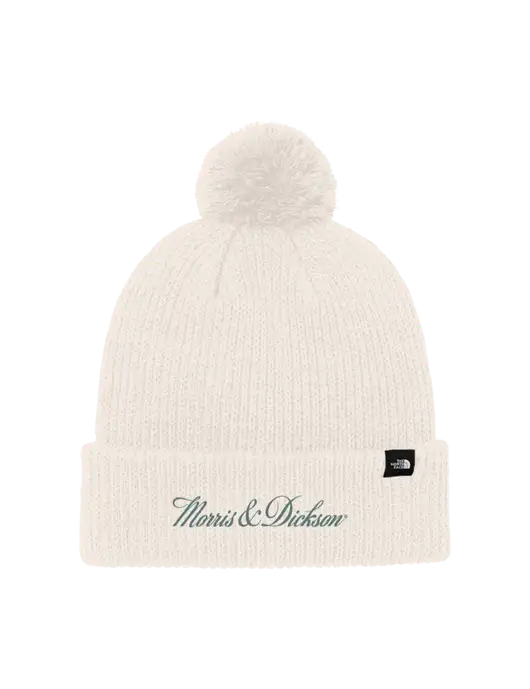 The North Face Ivory Pom Beanie w/Morris & Dickson Logo