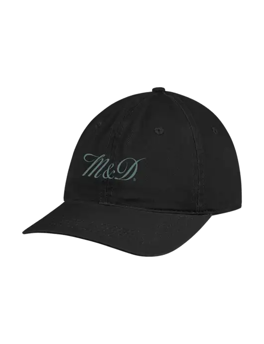 Garment Washed Unstructured Twill Black Cap w/M&D Logo