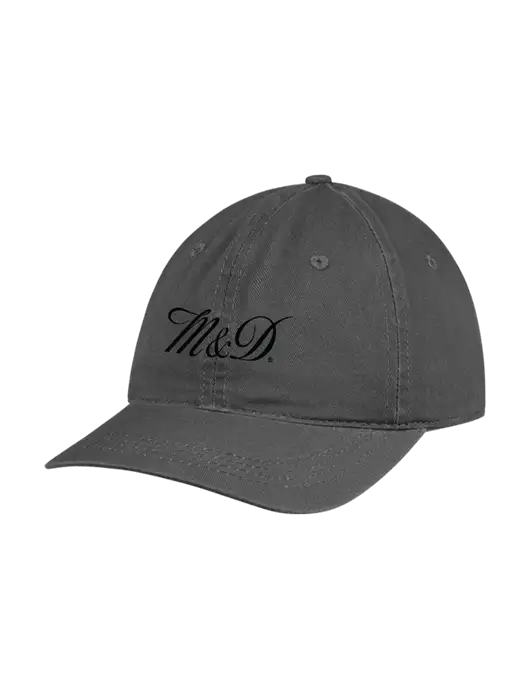 Garment Washed Unstructured Twill Charcoal Cap w/M&D Logo
