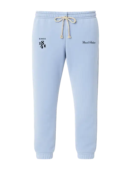 Comfort Colors Garment-Dyed Light Blue Lightweight Fleece Sweatpants w/Morris & Dickson Logo, Since 1841 Logo