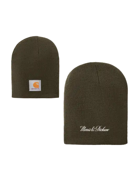Carhartt Dark Olive Green Acrylic Knit Hat w/Morris & Dickson Logo