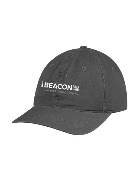 Garment Washed Unstructured Twill Charcoal Cap w/BeaconMD Logo