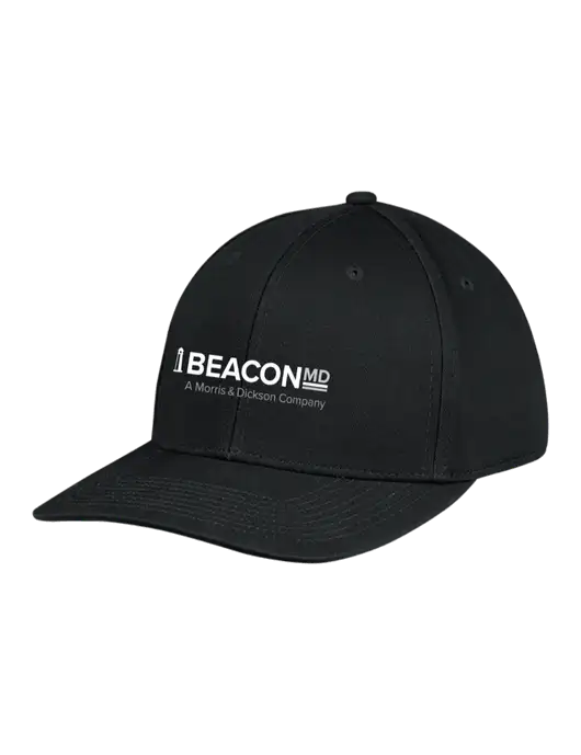 Premium Modern Structured Twill Black Snapback Cap w/BeaconMD Logo