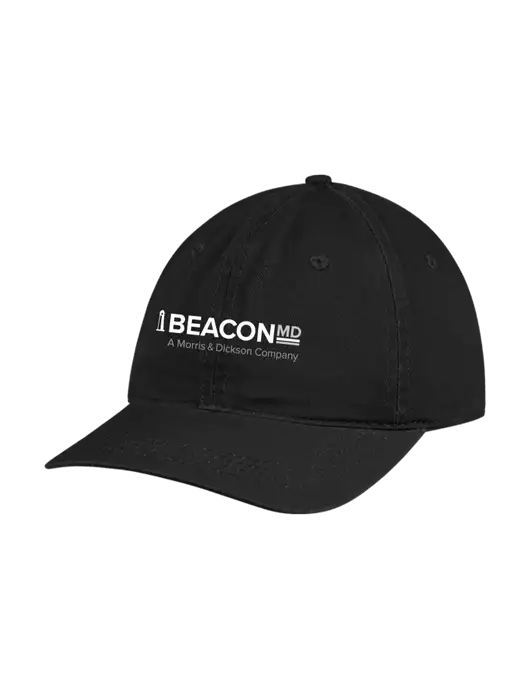 Garment Washed Unstructured Twill Black Cap w/BeaconMD Logo