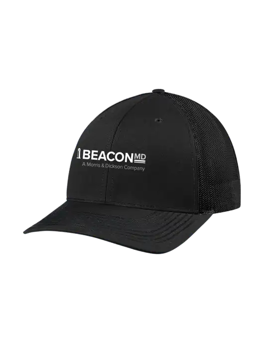 Richardson Adjustable Snapback Original 112 Trucker Cap Black w/Black Mesh w/BeaconMD Logo