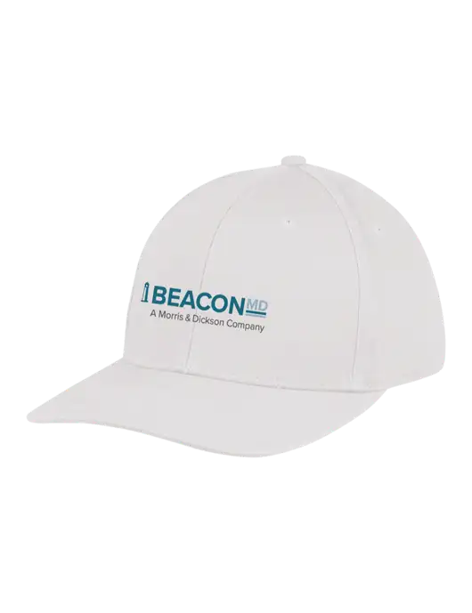 Premium Modern Structured Twill White Snapback Cap w/BeaconMD Logo