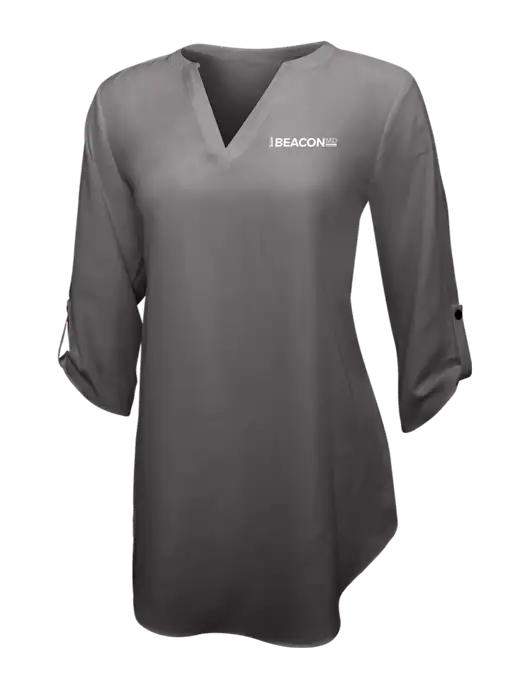Dark Grey Womens 3/4 Sleeve Tunic Blouse w/BeaconMD Logo
