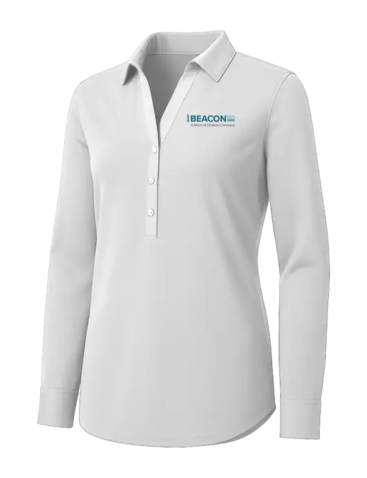 Womens White City Stretch Shirt w/BeaconMD Logo