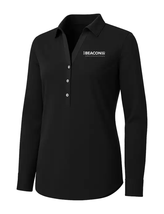 Womens Black City Stretch Shirt w/BeaconMD Logo