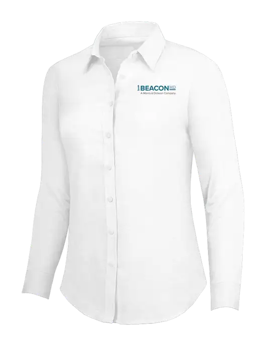 White Womens SuperPro Oxford Shirt w/BeaconMD Logo