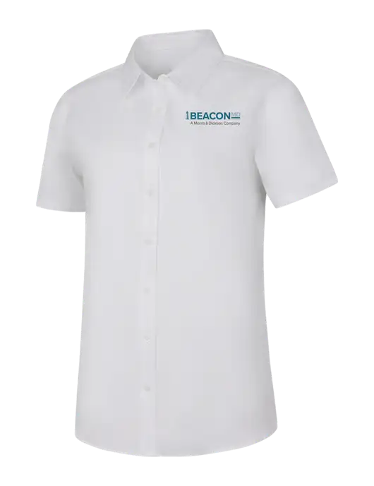 Womens White Short Sleeve Superpro React Twill Shirt w/BeaconMD Logo
