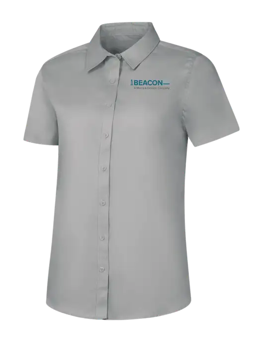 Womens Light Grey Short Sleeve Superpro React Twill Shirt w/BeaconMD Logo