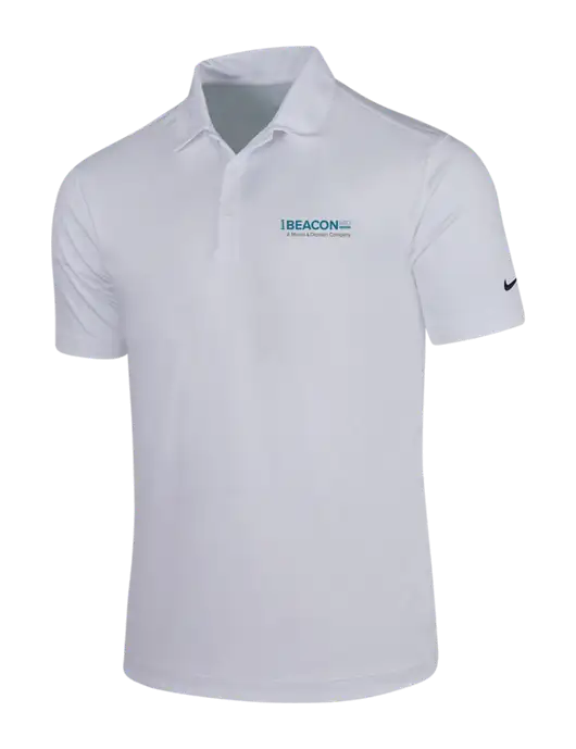 NIKE White Dri-Fit Vertical Mesh Polo w/BeaconMD Logo