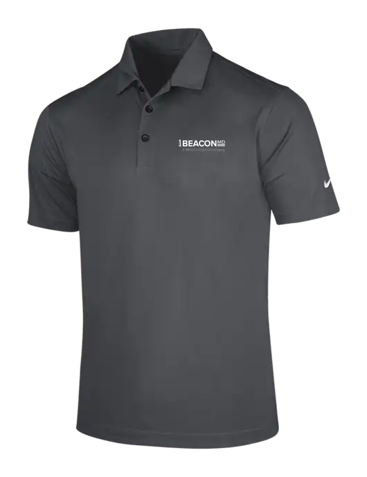NIKE Dark Grey Dri-Fit Vertical Mesh Polo w/BeaconMD Logo