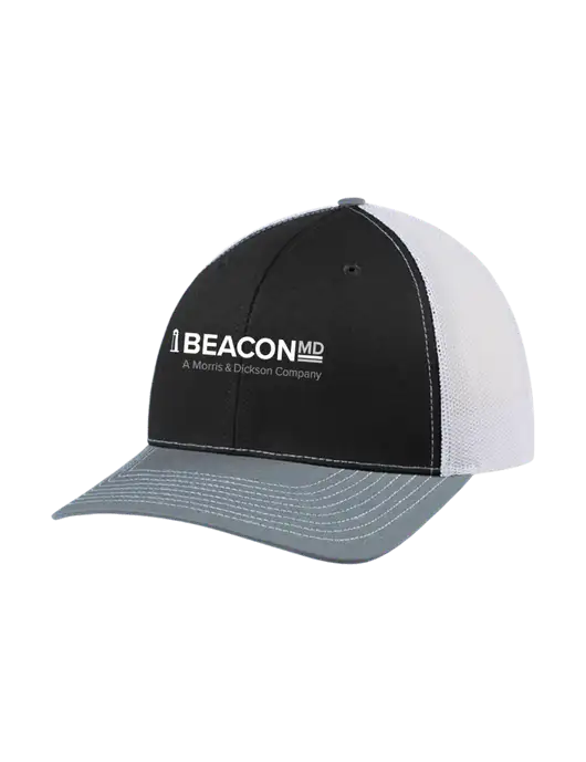 Richardson Adjustable Snapback Original 112 Trucker Cap Black/Light Heather Grey/White Mesh w/BeaconMD Logo