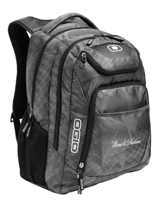 OGIO Race Day Silver Excelsior Laptop Backpack w/Morris & Dickson Logo
