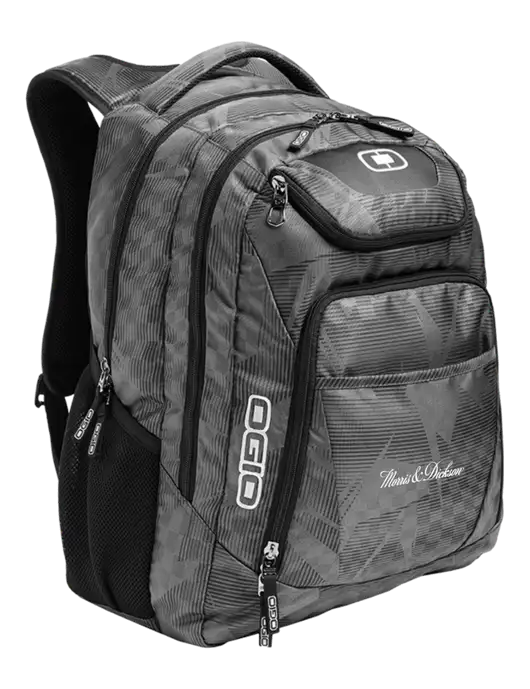 OGIO Race Day Silver Excelsior Laptop Backpack w/Morris & Dickson Logo
