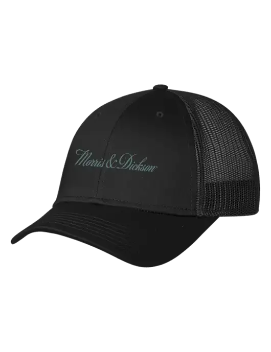Black Mesh Trucker Cap Snap Back w/Morris & Dickson Logo
