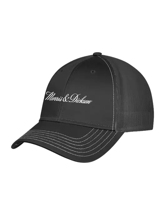 Charcoal Grey Mesh Trucker Cap Snap Back w/Morris & Dickson Logo