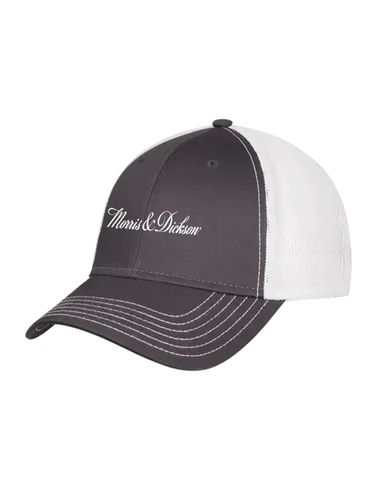 Dark Grey/White Mesh Trucker Cap Snap Back w/Morris & Dickson Logo