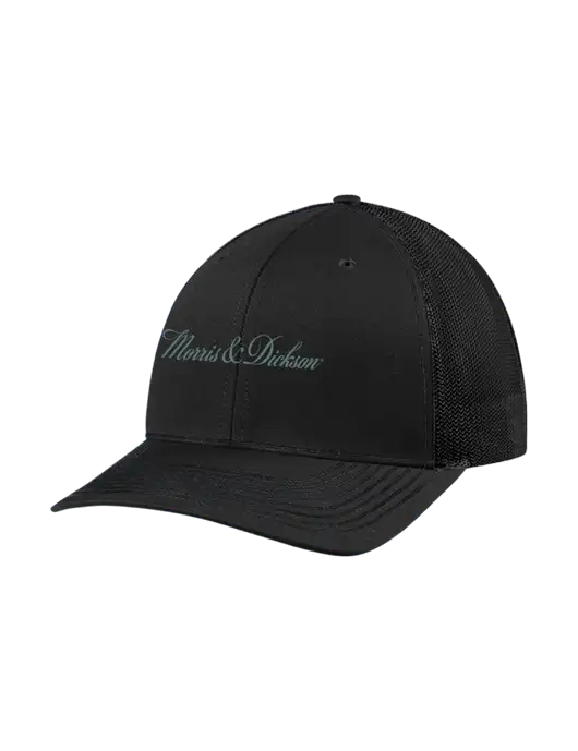 Richardson Adjustable Snapback Original 112 Trucker Cap Black w/Black Mesh w/Morris & Dickson Logo