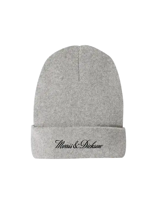 Recycled Light Heather Grey Beanie w/Morris & Dickson Logo