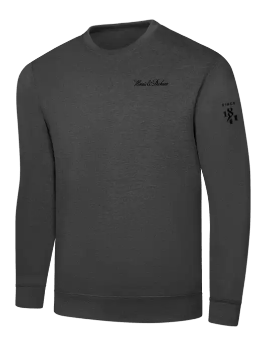 Dark Heather Grey 7.8 oz Ring Spun Crew Sweatshirt w/Morris & Dickson Logo, Since 1841 Logo