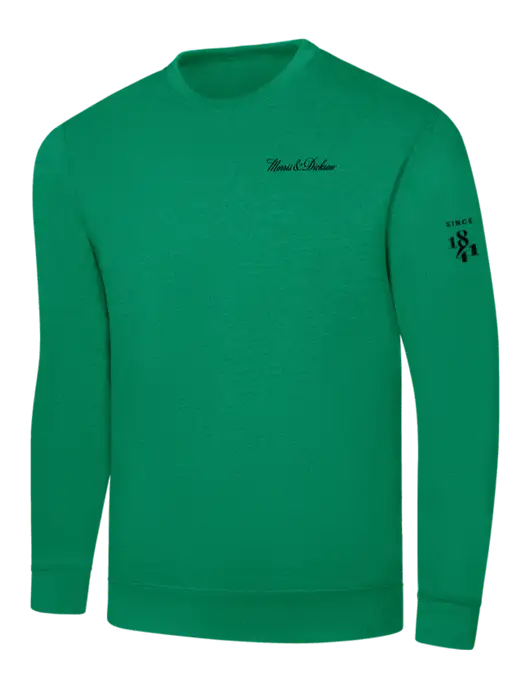 Kelly Green 7.8 oz Ring Spun Crew Sweatshirt w/Morris & Dickson Logo, Since 1841 Logo