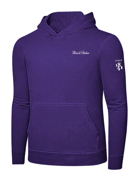 Purple 7.8 oz Ring Spun Hooded Sweatshirt w/Morris & Dickson Logo, Since 1841 Logo