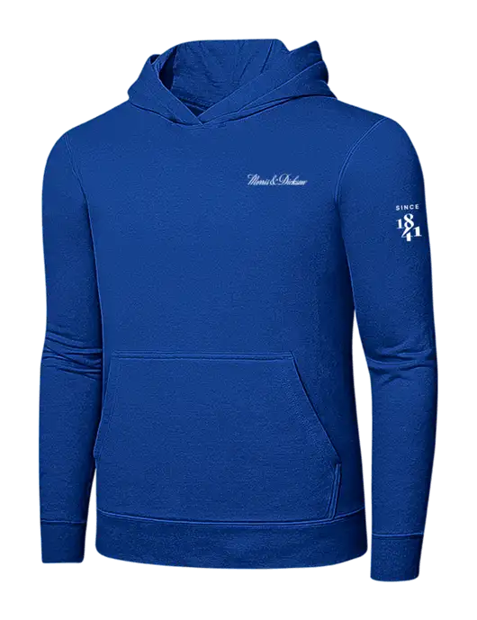 True Royal 7.8 oz Ring Spun Hooded Sweatshirt w/Morris & Dickson Logo, Since 1841 Logo