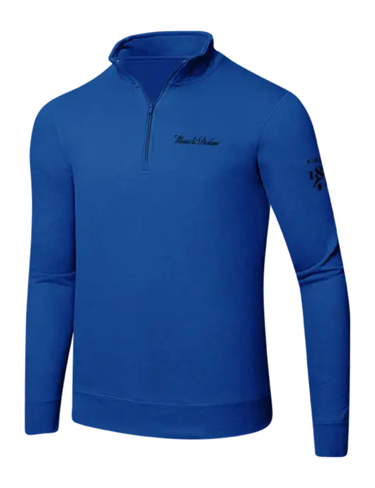 True Royal 8.5 oz Ring Spun 1/4 Zip Pullover Sweatshirt w/Morris & Dickson Logo, Since 1841 Logo