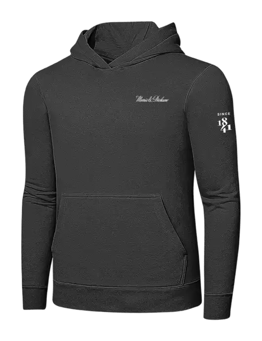 Charcoal 7.8 oz Ring Spun Hooded Sweatshirt w/Morris & Dickson Logo, Since 1841 Logo