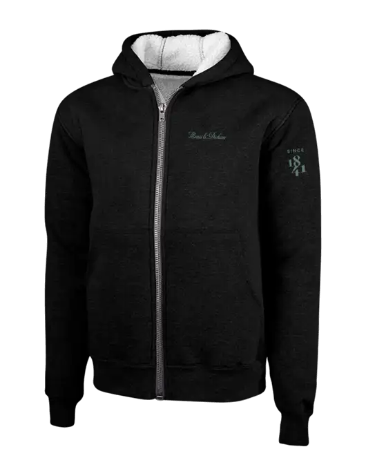 Cornerstone Black Heavyweight Sherpa Lined Hooded Fleece Jacket w/Morris & Dickson Logo, Since 1841 Logo